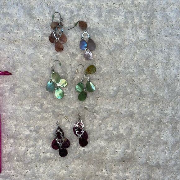 Green and Silver Multi Pendant Drop Earrings | Size OS - Picture 3 of 3